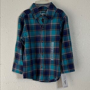 Carter's NWT Teal and Navy Plaid Button-Down Shirt